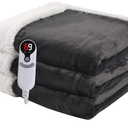 Heated Blanket Electric Blanket Full Size 72''x84'' with 9 Heating Levels, 1-10 Hour Auto Shut Off, Machine Washable, Flannel & Sherpa Soft Warming Blanket for Couch, Bed, Office - Dark Grey