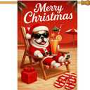 IVN Merry Christmas Pug Garden Flag 28x40 Inch Big Double Sided Christmas Dog Winter Outdoor Yard Flag For Home Front Door Lawn Porch Holiday Decor