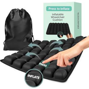 Inflatable Cushion for Pressure Relief – Inflatable Air Seat Cushion for Wheelchairs, Tailbone & Coccyx Support Pad, Anti-Slip Travel Seat Cushion for Office Chair, Car & Wheelchair (18x16)