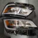 Pair W/O LED Module Chrome Bezel LED Headlights Assembly Compatible with 2016-2019 Ford Explorer Sport/Limited/XLT/Platinum 7-PIN FB5-Z130-08N FB5-Z130-08B FO2518130