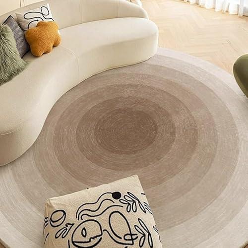 Poowe Gradient Ramp Area Rugs,Round Rug for Bedroom Living Room, Fluffy Circular Rings Rug Washable Nursery Rug for Kids Room Nonslip Indoor Floor Mat for Entryway,Round 39.4"-Brown
