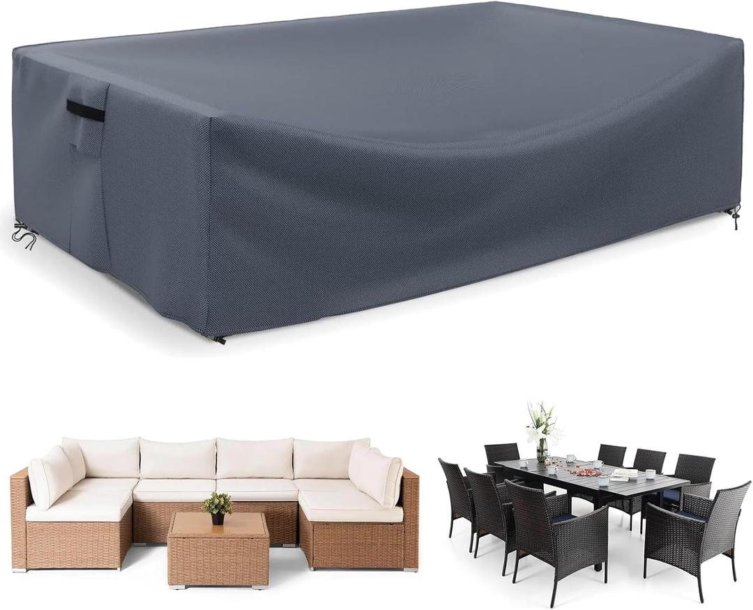 Outdoor Furniture cover Waterproof, Outdoor Sectional Cover, Rectangular Patio Covers for Outdoor Furniture Set, 110" L x 84" W x 29" H -Black
