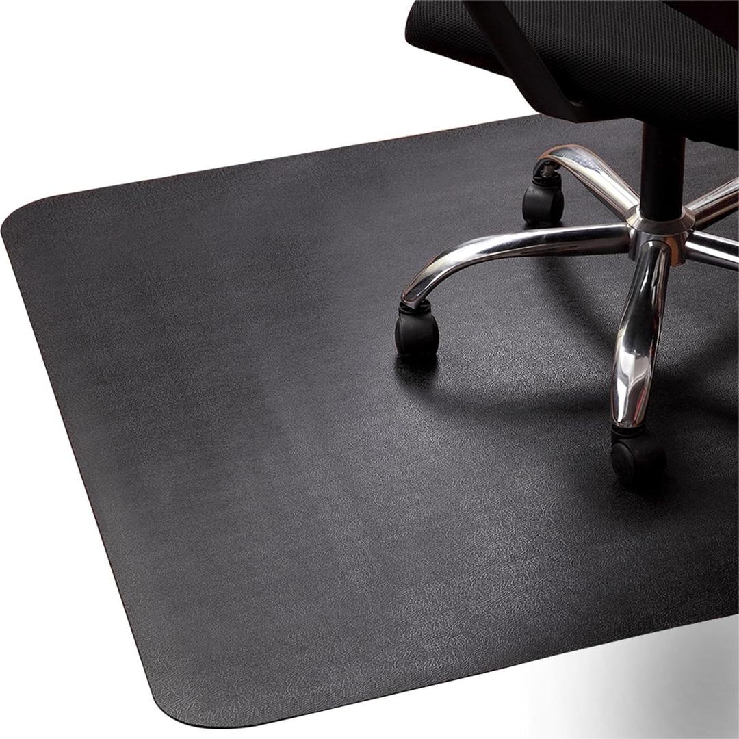 Office Rolling Chair Mat for Hardwood and Tile Floor, Black, Anti-Slip, Non-Curve, Chair Mat Best for Under The Computer Desk, 47 x 35 Rectangular Non-Toxic Plastic Protector, Not for Carpet (35" x 47", Black)