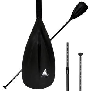 SUP Paddle - 3-Piece Adjustable Aluminium SUP Paddle with Glass Fiber Blade for Surfing, Floating, Water Sports (Black)