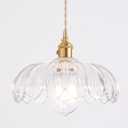 Pendant Light with Clear Scindapsus Glass Lmapshade, Brass Vintage Pendant Light Adjustable Hanging Light for Kitchen Island Dining Room Hallway (Hardwired 1 pack, Scindapsus Clear)