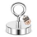 FINDMAG Fishing Magnets 350 LBS Pulling Force 2 inch Neodymium Rare Earth Magnet with Lifting Eye-Bolt, Super Strong Round Magnet for Retrieving Items in Lake, Beach, Lawn and New House