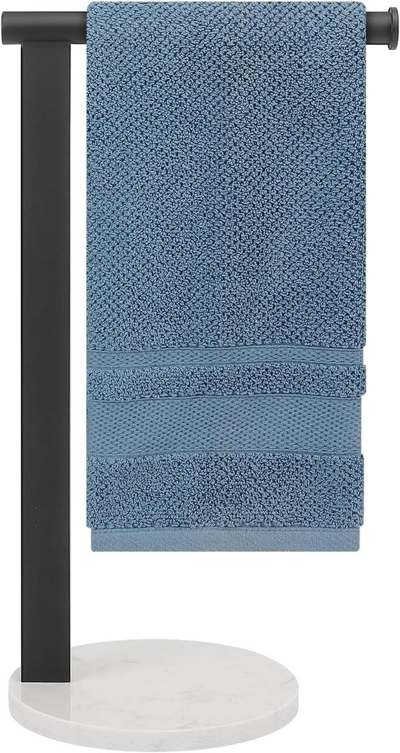 Stainless Steel L-Shaped Hand Towel Holder, SUS304 Bathroom Towel Rack with Thickened Base for Countertop Vanity (Matte Black)