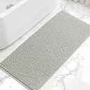 SUBRTEX Bathroom Rugs, 24" x 55" Chenille Bath Rug Soft Short Plush Bath Mat Soft Shower Mat Water Absorbent Shower Mat Quick Dry Machine Washable, Light Gray