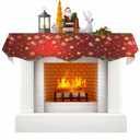 NYZE Christmas Mantel Scarf 70 x 17 Inch Fireplace Mantel Scarf Cover Decoration for Christmas Fireplace Scarf Shelf Top Runner Holiday Winter Home Decor