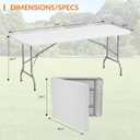 Elevon 6 Feet Heavy Duty Folding Table with Built in Handle & Steel Legs, Fold-in-Half Portable Table for Indoor Outdoor Use - Camping, Picnic, Party, Wedding, Dining, Utility Table