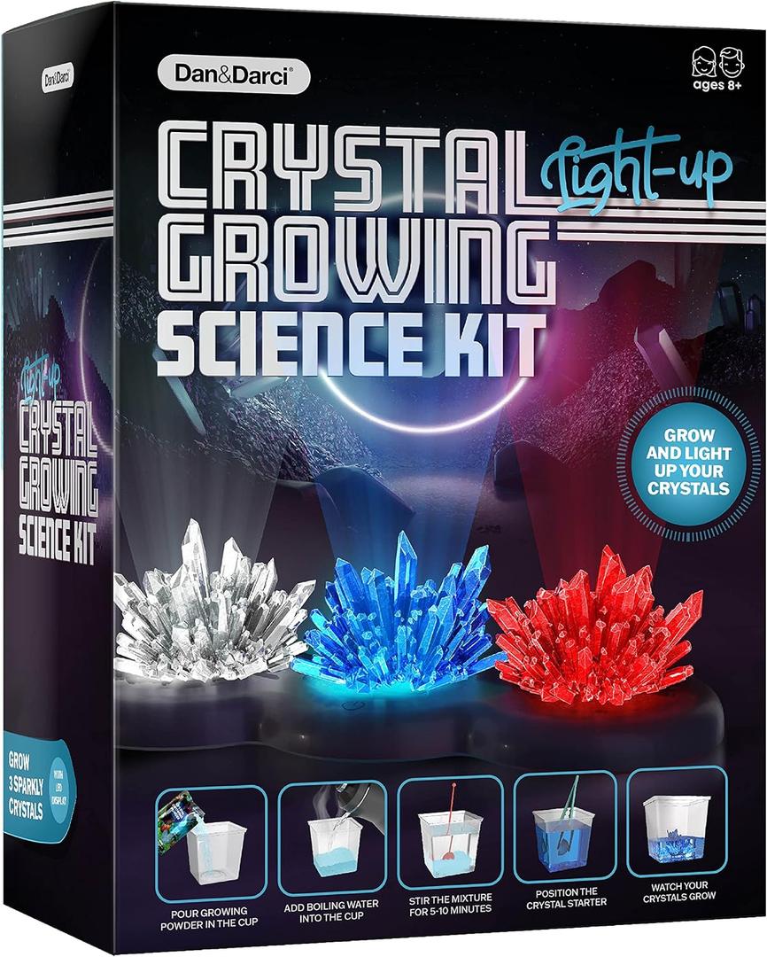 Light-up Crystal Growing Kit for Kids - Science Kits for Kids Age 8-12 - 6 7 8 9 10 Year Old Boy Birthday Gifts - Gifts for Girls - STEM Toys for 7 Year Old Boys, Experiment Crafts for Age 10-12 Years