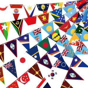 FuWeave 105 Pcs Hispanic Heritage Month Flags 21 Countries Flags Banner Latin America Banners Latin America Paper Garland Triangular for Classroom Decor