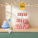 Jusalpha 4 Tier Round Wedding Acrylic Cupcake Stand Tree Tower Cup Cake Display (Tall version)
