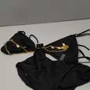 WDIRARA Women's Chain Linked Cut Out Halter One Piece Swimsuit (Large, Black)