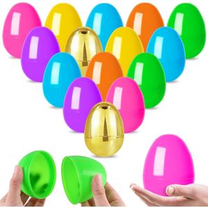 MGparty 50 Pcs Large 4" Fillable Easter Eggs Plastic Empty Easter Eggs Bulk with 2 Golden Eggs for Easter Egg Hunt, Basket Stuffers, Party Favors, Decorations