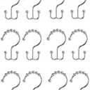 Luvilly 12pcs Shower Curtain Hooks,Shower Curtain Rings,Stainless Steel Shower Rings,Shower Curtain Double Hooks,Double Sided Shower Hooks.(Silver)