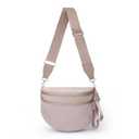 Crescent Crossbody Bum Bag for Women, Large Nylon Sling Belt Bag, Trendy Checkered Fanny Pack, Multi-Pocket Shoulder Purse (Solid - Blush)