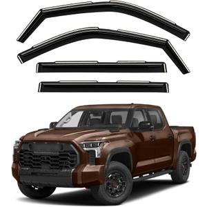 in-Channel Window Visors for Toyota Tundra CrewMax Cab 2022-2024Rain Guards Sun Shields Window Deflector Wind Vent Visors4PCS
