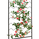 MyGift 4 Foot Tall Metal Garden Treills, Modern Matte Black Wall Mounted Horizontal Wave Trellis, Outdoor Hanging Support Fence for Climbing Garden Plants and Crawling Vines