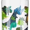 Opard Sports Water Bottles 20/24 Oz BPA Free Leak Proof Tritan Plastic Bottle Flip Top Kids Water Bottle Fast Flow/Water Bottle with Straw (Transparent - Dinosaur)