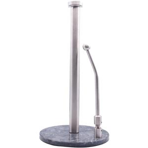 Paper Towel Holder, Stainless Steel, Marble Base, countertop with Adjustable Tension arm (Grey Starlight)
