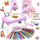 Drawing Projector for Kids,Arts and Crafts for Kids,Include Drawing Board,Crayons,Coloring Book,Stickers etc,Kids Toys for Age 3-5 Year Old Girls Christmas & Birthday Gifts (Mermaid Drawing Kit)