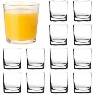 QAPPDA Clear Drinking Glasses - 7oz Old Fashioned Cocktail Glass, Heavy Base Rocks Glass for Bourbon, Juice, Beverages & Shot Glasses - 12 Pack