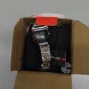 MASTOP Gold Digital Watch for Women Square Stainless Steel Waterproof LED Watch with Date, Alarm, Stopwatch, Countdown (Silver White)