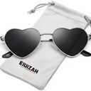 3 x Eiuizah Polarized Heart Sunglasses for Women Men - Cute Trendy Sun Glasses Metal Frame UV400 Protection Lens