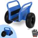 Heavy Duty Panel Dolly Slab Dolly Two Comfortable Handles 10 Inch Solid Rubber Tires Supports Up to 1000 Pounds All Terrain Movement Ideal for Heavy Drywall Sheets and Door Material Transport (Blue)