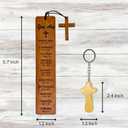 Bible Bookmark with Wooden Cross Keychain, Christian Gifts Set for Baptism, Confirmation or Christmas, Wood Scripture Bookmark with 10 Affirmations, Inspirational Gift for Women, Men