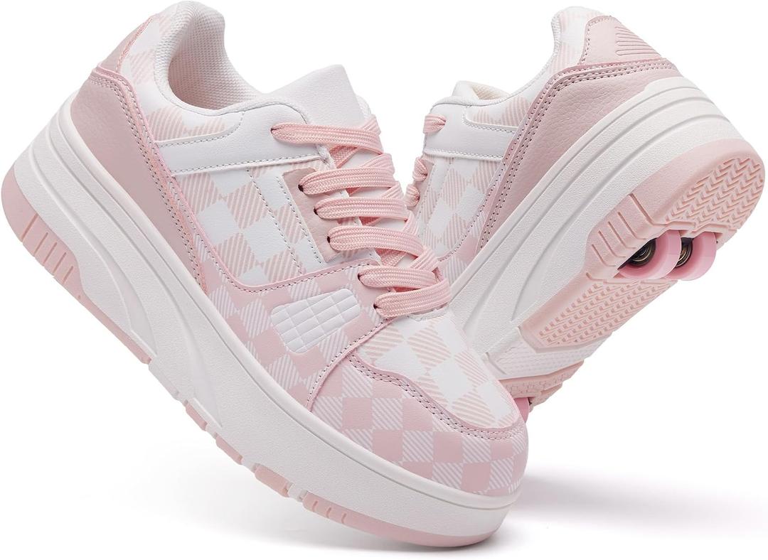Roller Skate Shoes for Kids Girls Boys Detachable 2 Wheel Fashion Sneakers Casual Walking Skate Sneaker Suitable for Beginners