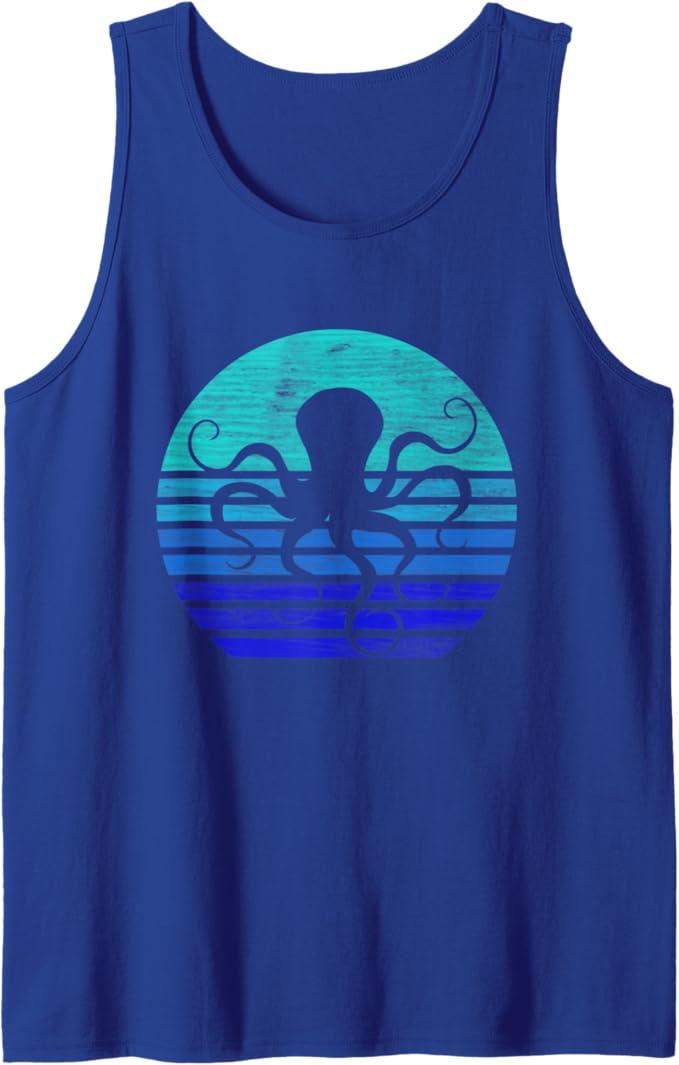 Retro Octopus Silhouette Tank Top S 