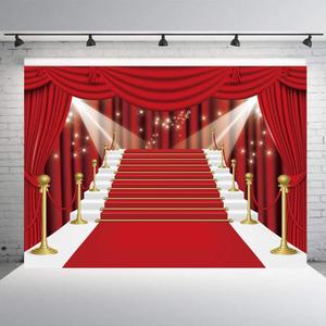 INRUI Red Curtain Stage Photography Background Red Carpet Film Stars Celebrity Party Banner Backdrop (7x5FT)