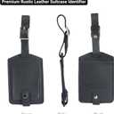 Toprank Leather Genuine Luggage Tags  Durable Leather Bag Tags for Travel, Baggage & Accessories (Black)