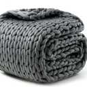 Hand-Knit Weighted Blanket for Adults, Chunky Knit Blanket, Cooling,Breathable,Sustainable,Machine Washable,Organic Cotton,Valentine's Day Birthday Gifts for Mom Women(Dark Grey,40"*60",8lb)