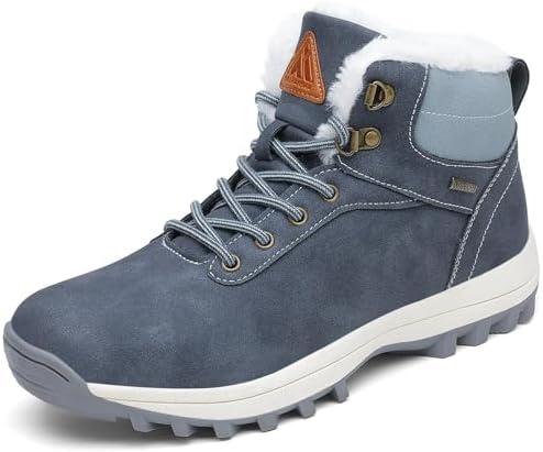 Mishansha Men's Waterproof Snow Boots, Insulated Warm Lined Winter Boot for Cold Weather, Non-Slip Outdoor Trekking Hiking Shoes Size 42