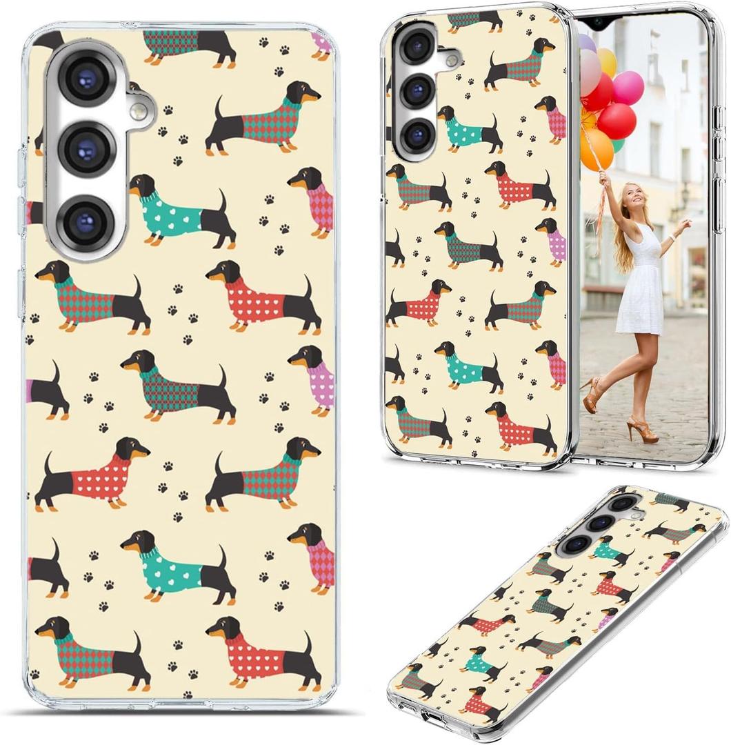 for Samsung Galaxy S25 Case for Girl Women Men, Full Protective Shockproof Slim Soft TPU Clear Phone Cover Cases with Design for Galaxy S25 6.1,Cute Cartoon Animal Pet Dog Dachshund Paw
