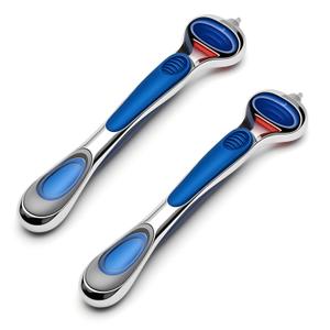 ONLY Compatible with Gillette Fusion 5 Handle,Ergonomic Metal Replacemen Handle Compatible with Gillette Fusion5 Razors for Men,Comfort and and Non-Slip,2Pack.(ONLY THE HANDLE)