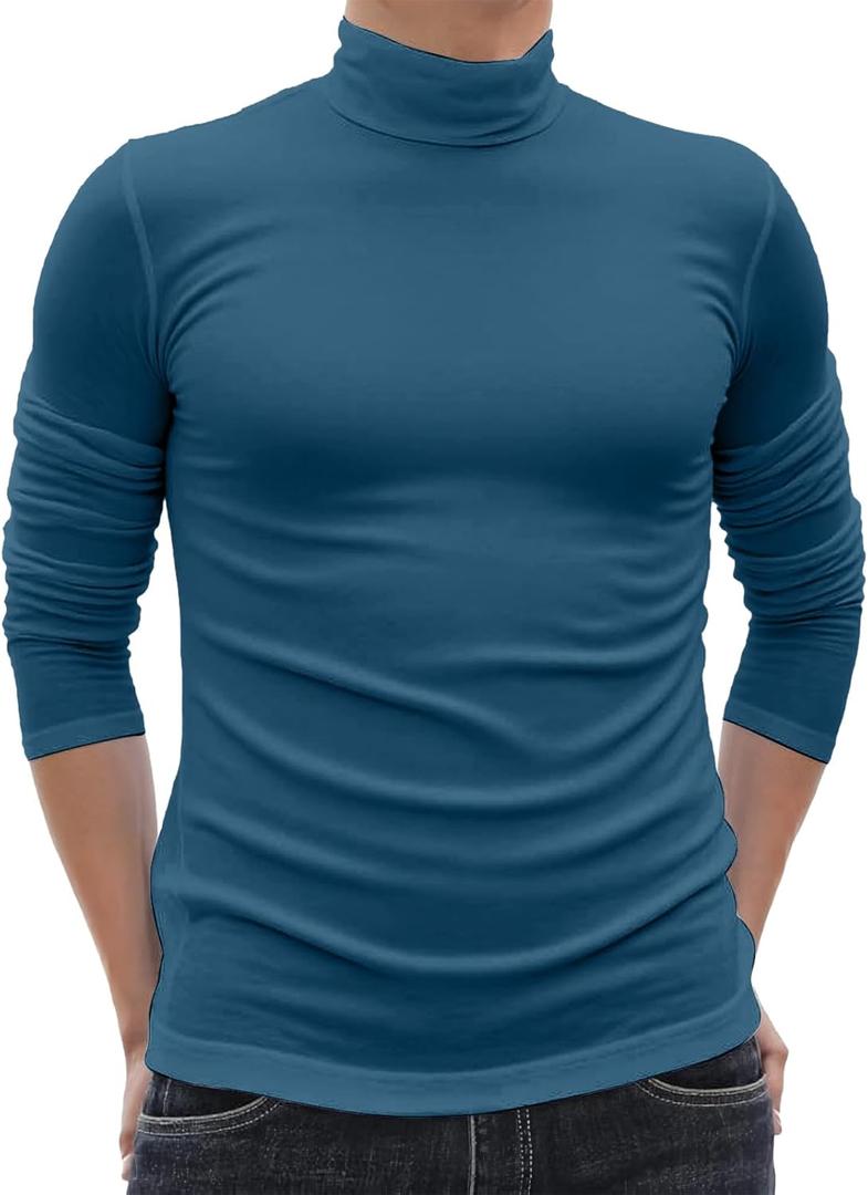 Turtleneck Men Casual Long Sleeve Turtle Neck Tops Men's Slim Fit Basic T-Shirt (X-Large)