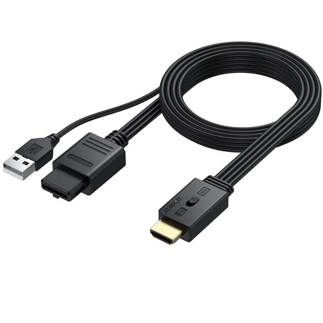 AUTOUTLET N64 to HDMI Converter, Supports 1080P(60hz) Output, 4:3 & 16:9 Aspect Ratio Switch, Retro Gaming Adapter for N64, NGC, SNES on Modern TVs