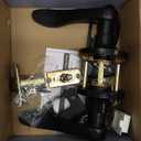 NCL 2 Pack Black Door Handle Interior, Wave Door Lever Door Knob with Lock, Privacy Door Handle for Bath & Bedroom