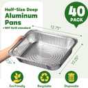 9x13 Aluminum Pans [40 Pack], Extra Heavy Duty Half Size Disposable Aluminum Foil Pans, Deep Baking Pans for Cooking, Roasting, Heating, and Steam Tables