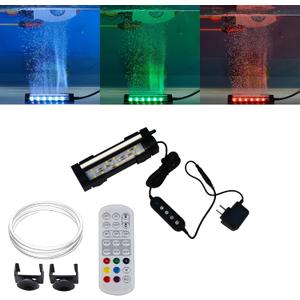 Carefree Fish Aquarium 24/7 Mode Timer Submersible LED Light Full Spectrum CRI 82~85 Tank Underwater Light & Nanometer Materials Air Stone 3Ft Tubing Waterproof Rating IP68 (No Included Air Pump) (4Inch)
