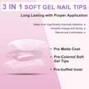 SXVME Gel Nail Tips Coffin Medium Short,Nude Press on Nails Medium Pre-Colored Natural Nail Tips,Soft Acrylic Nails with Primer Cover,Fake Nails 15 Sizes for DIY Nail Art