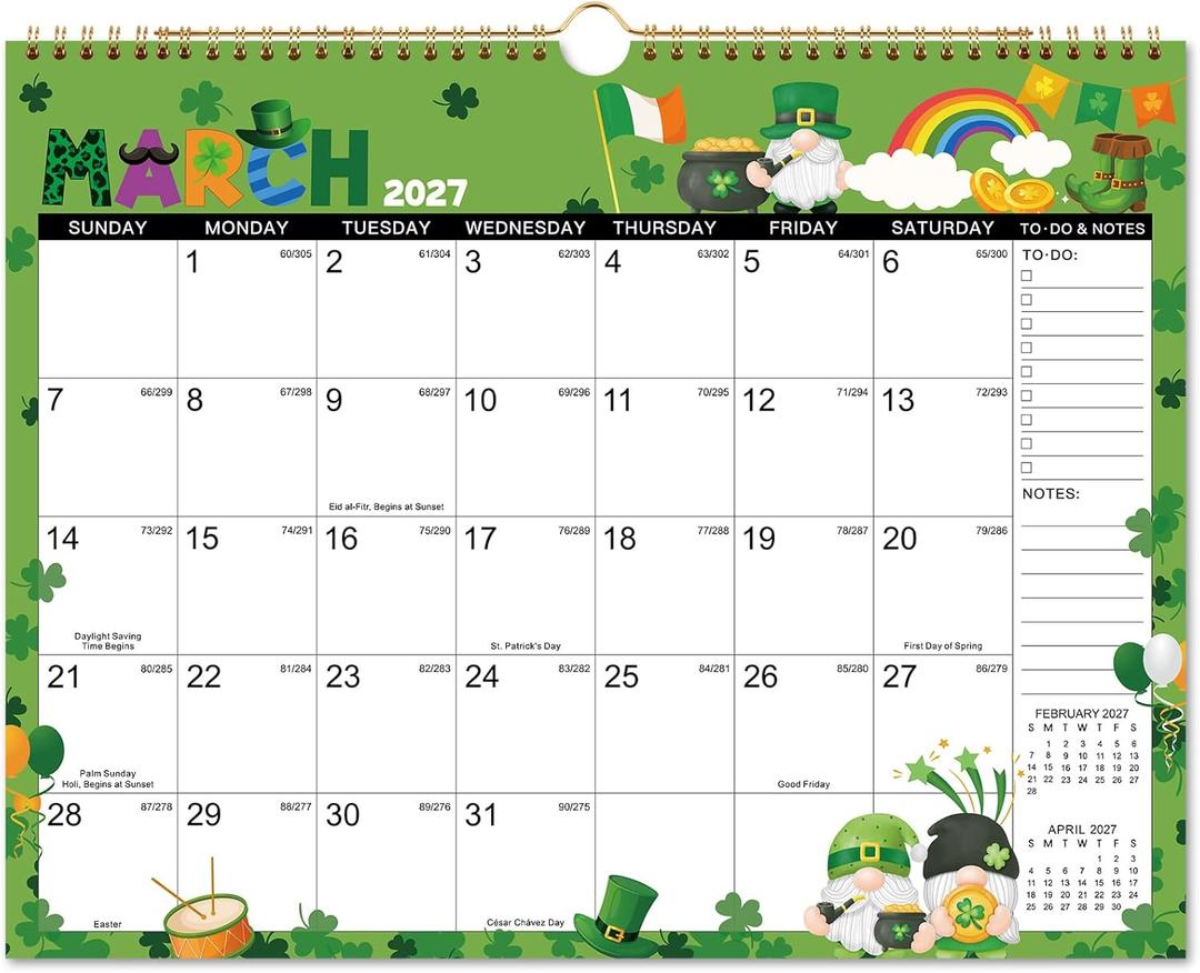 Calendar 2026-2027 - Wall Calendar 2026-2027, July 2026 - December 2027, 14.8" x 11.6", 18 Month Wall Calendar with Twin-Wire Binding, Hanging Hook - 12 Different Themes