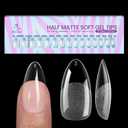 BTArtbox Half Matte Soft Gel Nail Tips - 320pcs Pre-Shaped Almond Nails, Full Cover Acrylic Fake Nails Medium, Clear Ultra Fit & Natural False Nails for Nail Extension, 16 Sizes