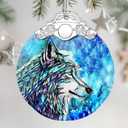 Stained Glass Ornament, Christmas Ornament, Hanging Ornaments for Home Decor & Christmas Tree Ornaments  Exquisite Holiday Decor, Xmas Gifts & Holiday Present - Wolf