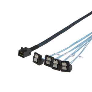 CableCreation Internal HD Mini SAS (SFF-8643 Host) - 4X SATA (Target) Angle Cable, SFF-8643 for Controller, 4 Sata Connect to Hard Drive, 0.5M / 1.6FT (Black Right Angle)