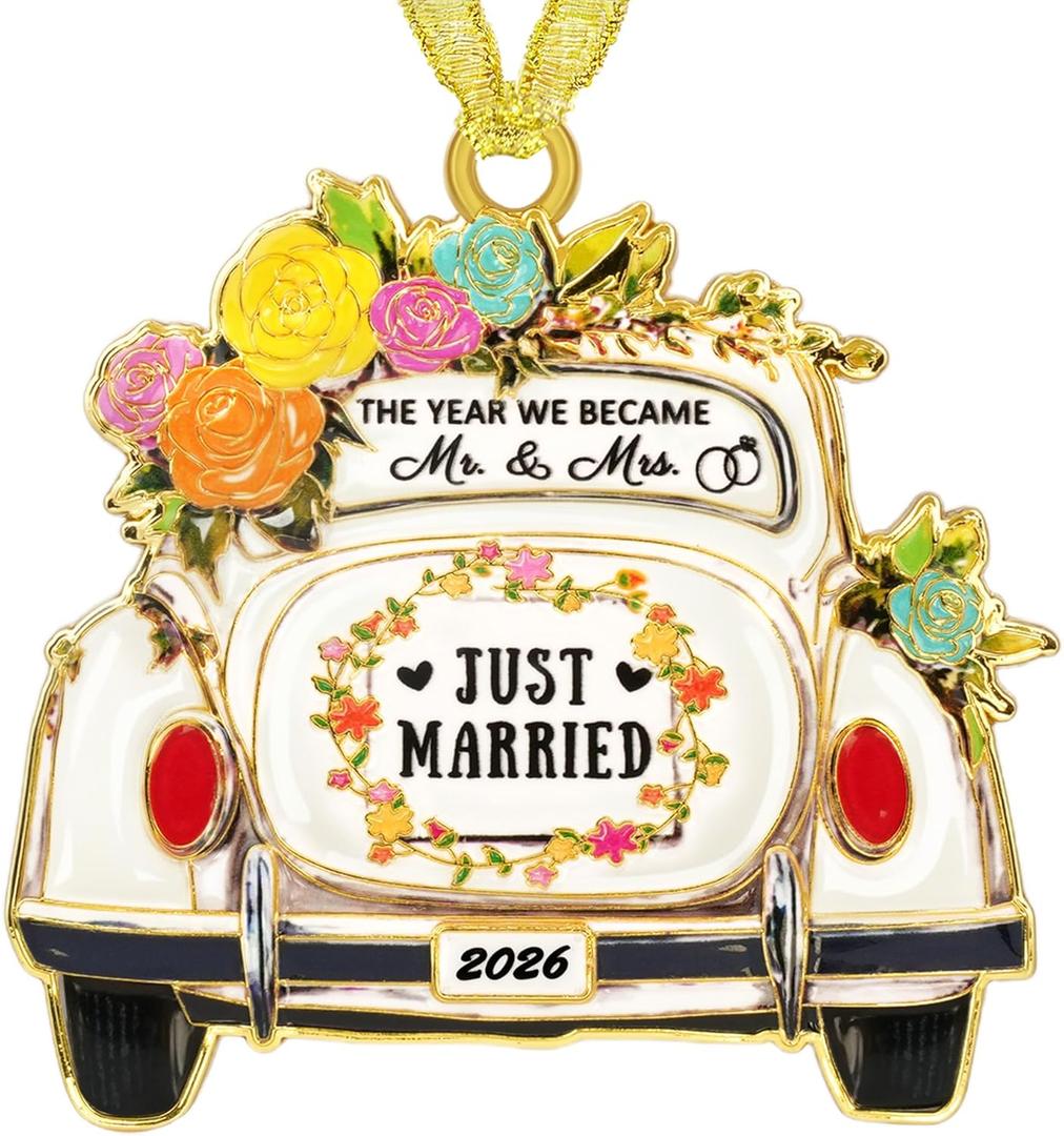 Sereney First Christmas Married Ornament 2026 Wedding Gifts for Couples Newlyweds 2026, Bride to Be Bridal Shower Gifts for Bride Mr & Mrs Gift Mr & Mrs Gift, Just Married Decorations